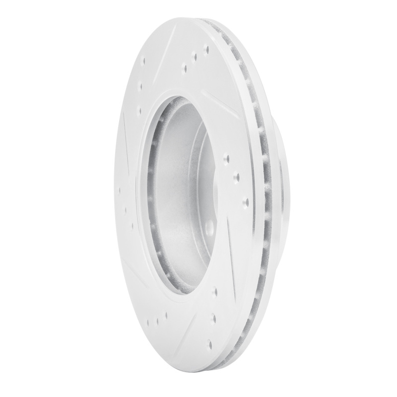 Hyundai Accent Brake Rotor (1) - Front Right - R1 Concepts - Drilled & Slotted - Silver - `00-`02